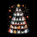 Cute white rabbits Christmas tree AI Generated